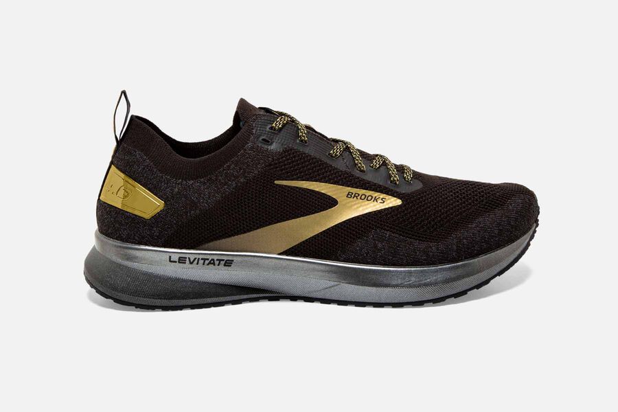 Brooks Men's Levitate 4 Road Running Shoes Black/Gold XBOS-65428